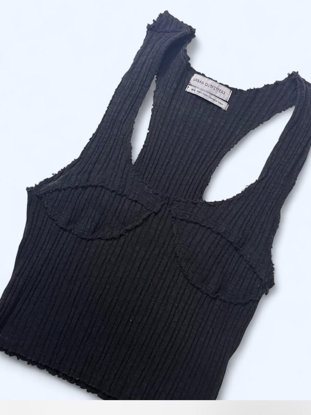 Urban Outfitters Black Ribbed Raw-Edge Tank - Picture 2 of 5
